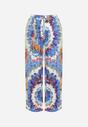 Niebieskie Szerokie Spodnie z Wiskozą i Wysokim Stanem ze Wzorem Tie-Dye i Gumką w Pasie Halflea
