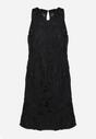 Czarna Koktajlowa Pudełkowa Sukienka Ażurowa Bez Rękawów Risalennia