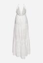 Biała Haftowana Bawełniana Sukienka na Cienkich Regulowanych Ramiączkach Paronea