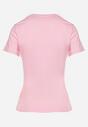 Różowy Bawełniany T-shirt z Ozdobnym Nadrukiem Rionea