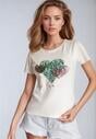 Biały Bawełniany T-shirt z Nadrukiem w Kształcie Serc Gennea