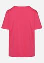 Różowy Klasyczny Bawełniany T-shirt z Napisem z Cyrkonii Taronea
