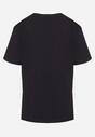 Czarny Klasyczny Bawełniany T-shirt z Wakacyjnym Nadrukiem Zaronea