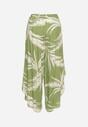 Zielone Wiskozowe Spodnie Asymetryczne z Gumką w Pasie z Szerokimi Nogawkami i Rozcięciem Vimarion