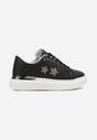 Czarne Płaskie Sneakersy z Gwiazdkami i Metalicznymi Wstawkami Jalelia