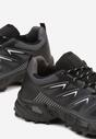 Czarno-Szare Sznurowane Płaskie Buty Sportowe z Geometrycznym Wzorem Brefoa