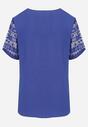 Granatowa Bluzka z Ażurowym Zdobieniem Avel