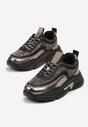 Szare Płaskie Buty Sportowe Sneakersy ze Skórzaną Wkładką i Metaliczną Wstawką Abelv