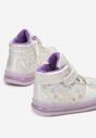 Fioletowe Płaskie Buty Sportowe Sneakersy ze Skórzaną Wkładką w Gwiazdki z Brokatem Jocelv
