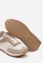 Ciemnobeżowe Płaskie Sneakersy z Metalicznymi Wstawkami Rosmora