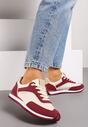 Bordowe Płaskie Sneakersy z Metalicznymi Wstawkami Rosmora