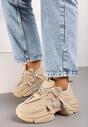 Ciemnobeżowe Sneakersy na Grubej Podeszwie z Ozdobnymi Sznurówkami Moraza