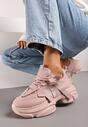 Różowe Sneakersy na Grubej Podeszwie z Ozdobnymi Sznurówkami Moraza