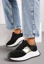 Czarne Sneakersy na Grubej Podeszwie z Metalicznymi Wstawkami Benara
