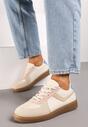 Beżowo-Różowe Sneakersy na Grubej Podeszwie z Ozdobnymi Wstawkami Galivia