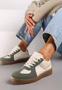 Zielone Sneakersy na Grubej Podeszwie z Ozdobnymi Wstawkami Galivia