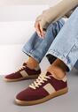 Bordowe Płaskie Buty Sportowe Sneakersy Ozdobione Przeszyciami Moraja