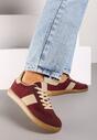 Bordowe Płaskie Buty Sportowe Sneakersy Ozdobione Przeszyciami Moraja