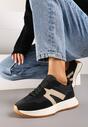 Czarne Płaskie Sneakersy z Geometrycznym Wzorem Nawla