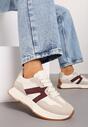 Beżowo-Bordowe Płaskie Buty Sportowe Sneakersy z Geometrycznym Wzorem Nawla