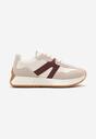 Beżowo-Bordowe Płaskie Buty Sportowe Sneakersy z Geometrycznym Wzorem Nawla