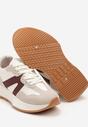 Beżowo-Bordowe Płaskie Buty Sportowe Sneakersy z Geometrycznym Wzorem Nawla