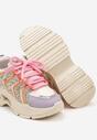 Beżowo-Fioletowe Brokatowe Sneakersy na Grubej Podeszwie Wlanna