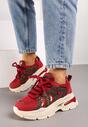 Bordowe Brokatowe Sneakersy na Grubej Podeszwie Wlanna