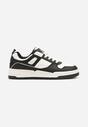 Czarno-Białe Płaskie Sznurowane Buty Sportowe Sneakersy z Geometrycznym Wzorem Eliraya