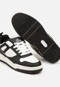 Czarno-Białe Płaskie Sznurowane Buty Sportowe Sneakersy z Geometrycznym Wzorem Eliraya