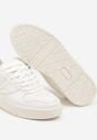 Białe Płaskie Sznurowane Buty Sportowe Sneakersy z Geometrycznym Wzorem Eliraya