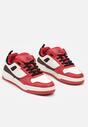 Czerwono-Białe Płaskie Sznurowane Buty Sportowe Sneakersy z Geometrycznym Wzorem Eliraya