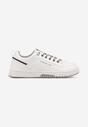 Biało-Szare Sznurowane Płaskie Buty Sportowe Sneakersy z Tłoczoną Podeszwą Elianne