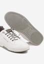 Biało-Szare Sznurowane Płaskie Buty Sportowe Sneakersy z Tłoczoną Podeszwą Elianne