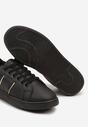 Czarno-Złote Płaskie Sneakersy ze Sznurowaniem Ozdobione Paskami Elithna