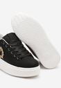 Czarne Sznurowane Sneakersy na Grubej Podeszwie Ozdobione Cyrkoniami Elivira