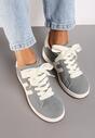 Szare Płaskie Sneakersy z Geometrycznym Zdobieniem Armeria