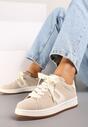 Beżowe Płaskie Sneakersy z Geometrycznym Zdobieniem Armeria