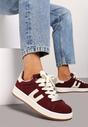 Bordowe Płaskie Sneakersy z Geometrycznym Zdobieniem Armeria