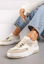Beżowe Sneakersy z Brokatowym Serduszkiem Asitalla
