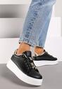 Czarne Płaskie Sneakersy z Metalicznymi Aplikacjami 3D Mivita
