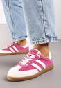 Fuksjowe Płaskie Skórzane Sneakersy Ozdobione Paskami Navilen