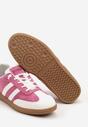 Fuksjowe Płaskie Skórzane Sneakersy Ozdobione Paskami Navilen