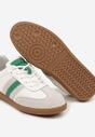 Biało-Zielone Płaskie Skórzane Sneakersy Ozdobione Paskami Navilen
