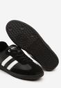 Czarne Płaskie Skórzane Sneakersy Ozdobione Paskami Navilen