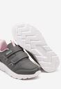 Szare Płaskie Buty Sportowe Sneakersy Zapinane na Rzepy z Geometrycznym Wzorem Elinari