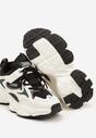 Czarno-Białe Płaskie Buty Sportowe Sneakersy z Geometrycznym Zdobieniem i Perforacją Navitae