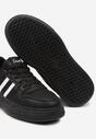 Czarno-Białe Sneakersy na Płaskiej Podeszwie Ozdobione Paskami Noraria