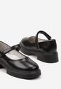 Czarne Półbuty na Grubej Podeszwie ze Skórzaną Wkładką na Rzep Poleria
