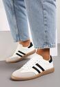 Biało-Czarne Płaskie Sneakersy Ozdobione Paskami Glaria